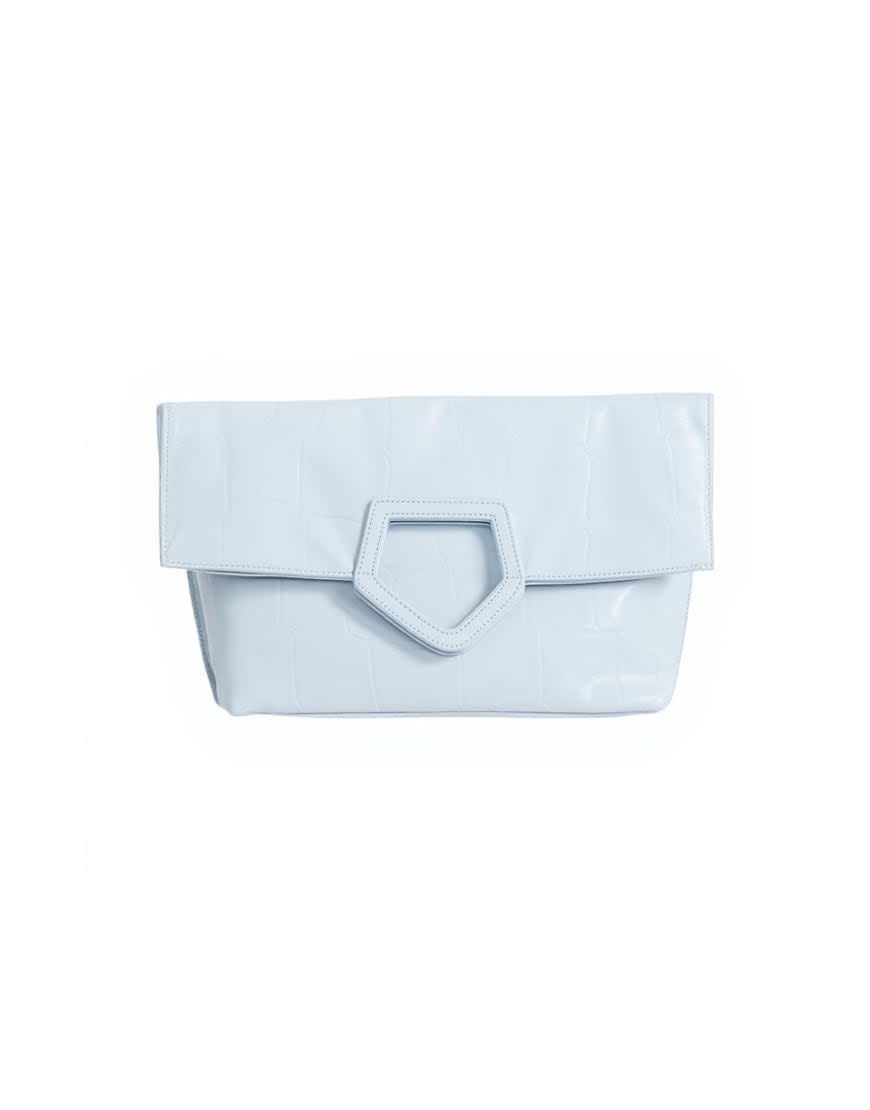 Topshop Gregry folded oversized clutch bag in blue croc