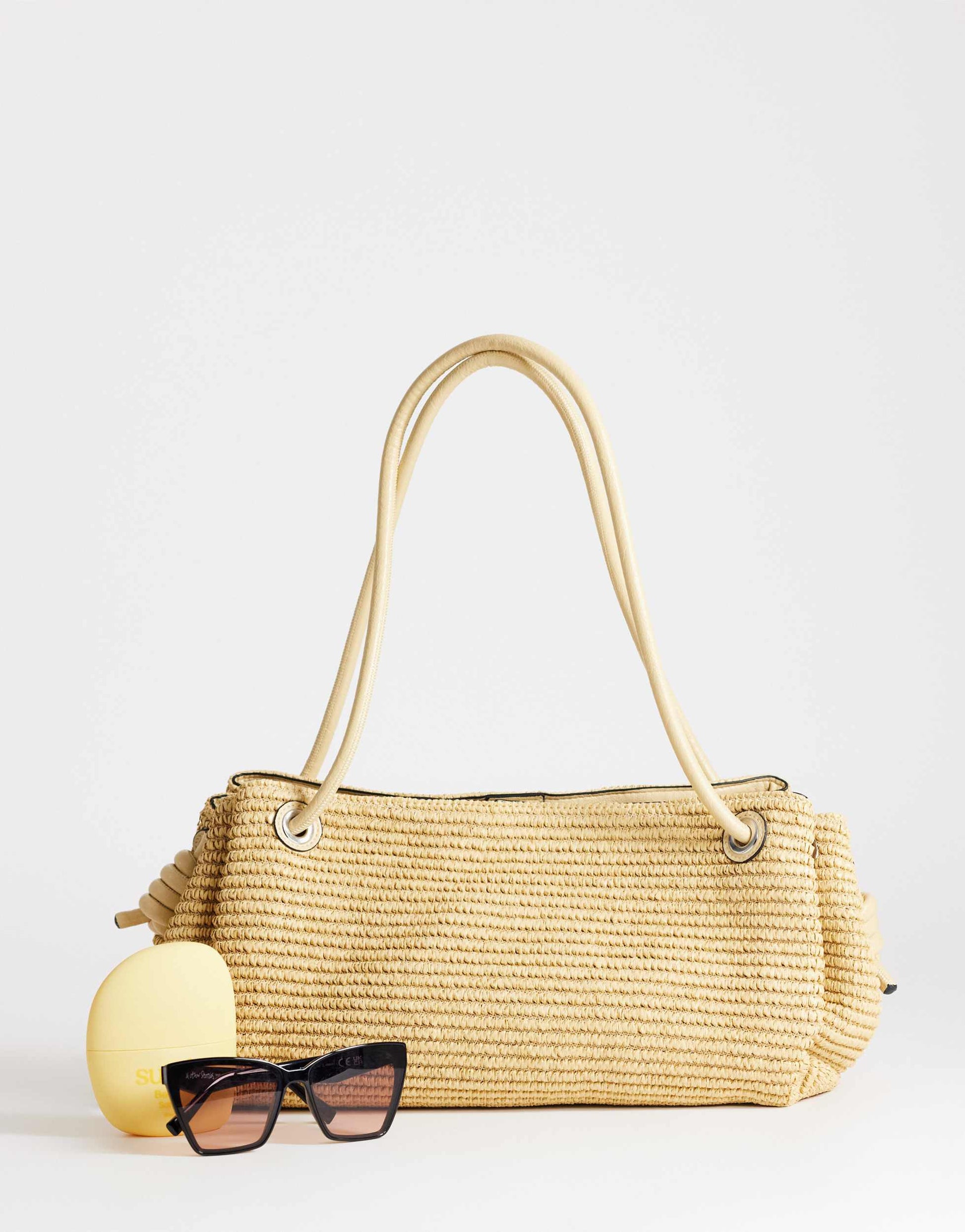 Topshop Miller large straw shoulder bag in natural
