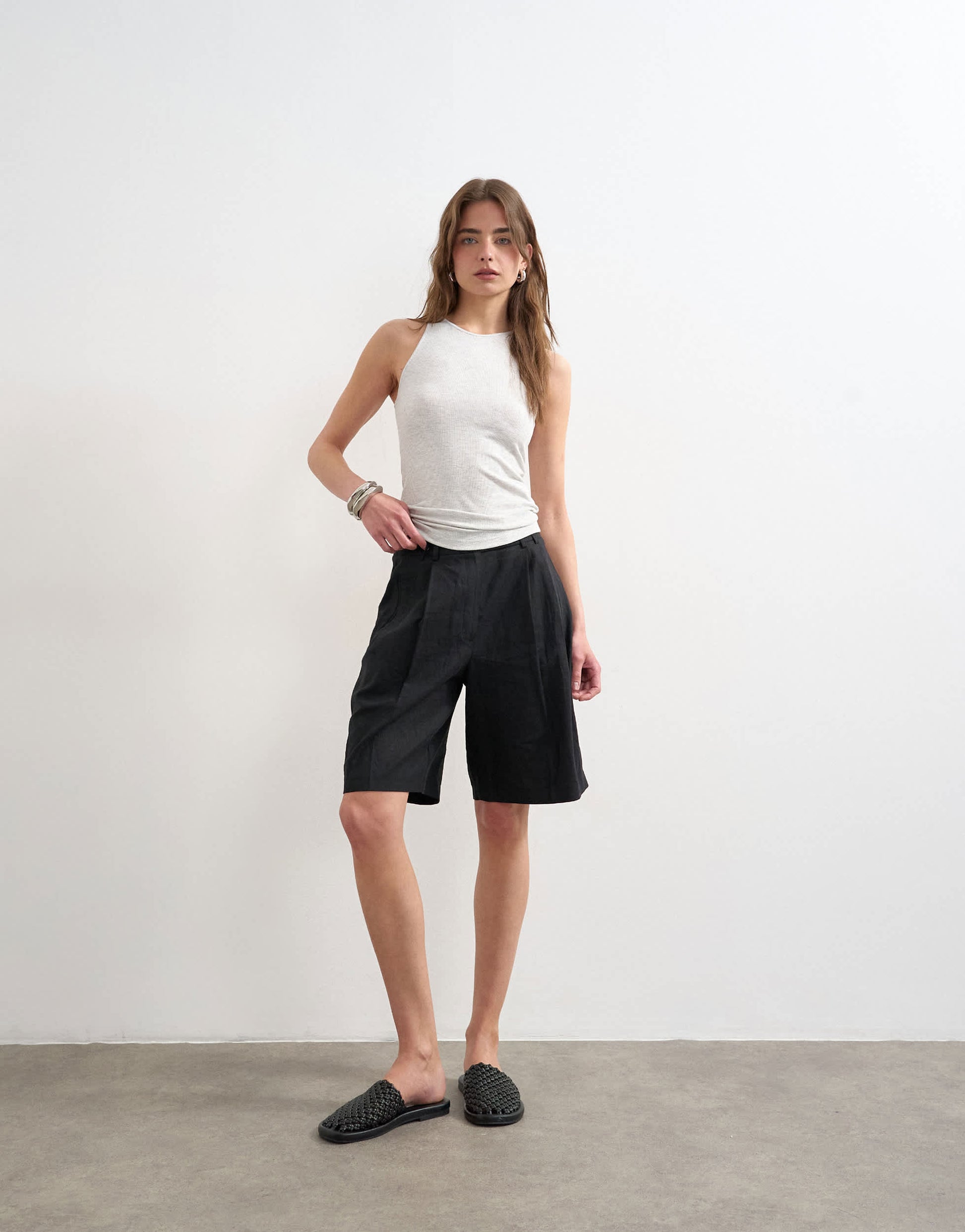Topshop premium lyocell blend soft rib racer vest in grey