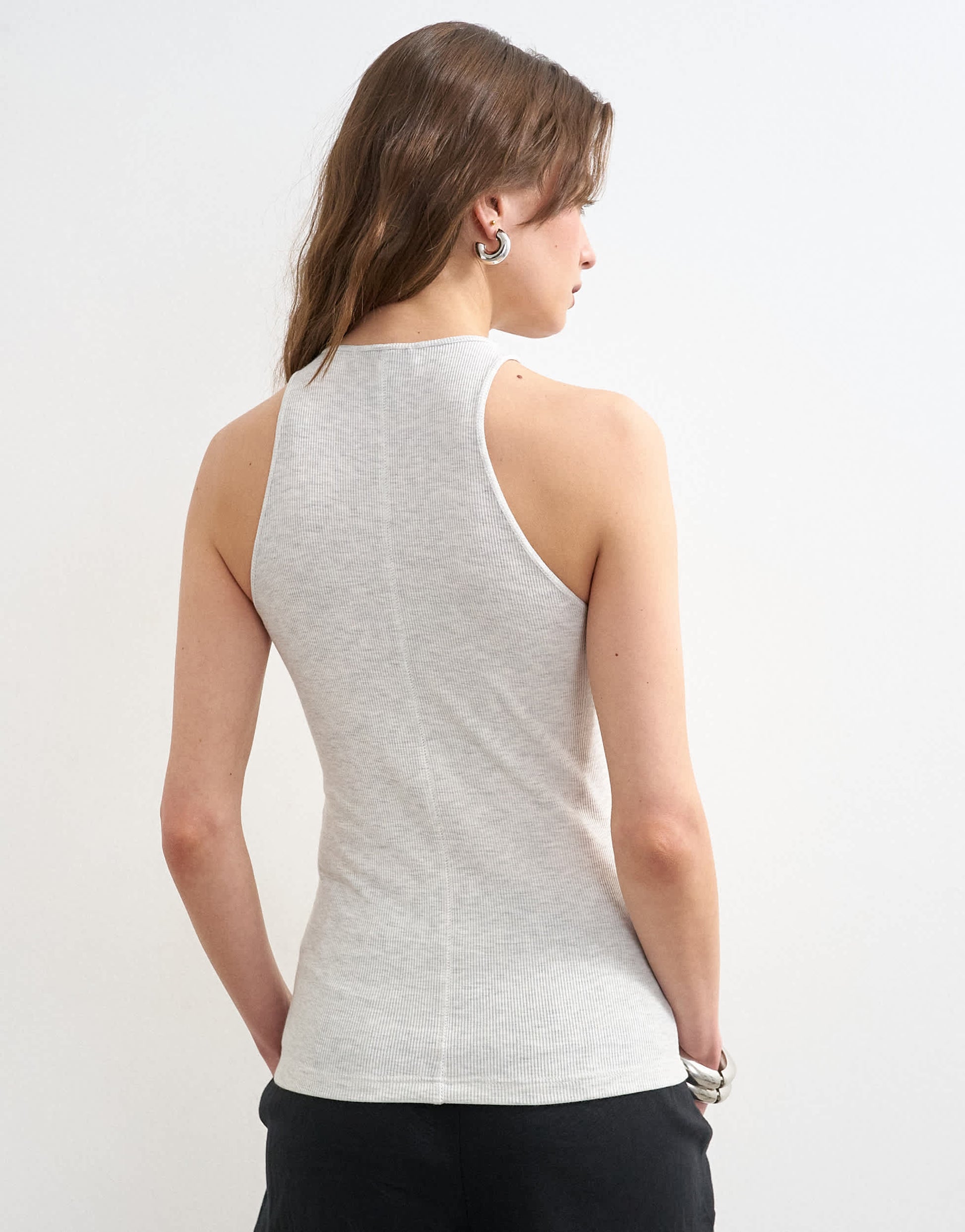Topshop premium lyocell blend soft rib racer vest in grey