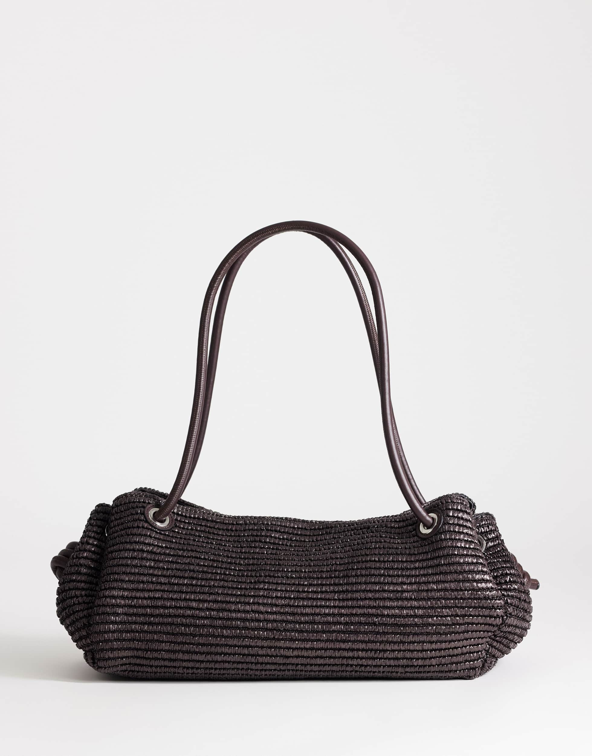 Topshop Miller large straw shoulder bag in chocolate