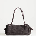 Topshop Miller large straw shoulder bag in chocolate