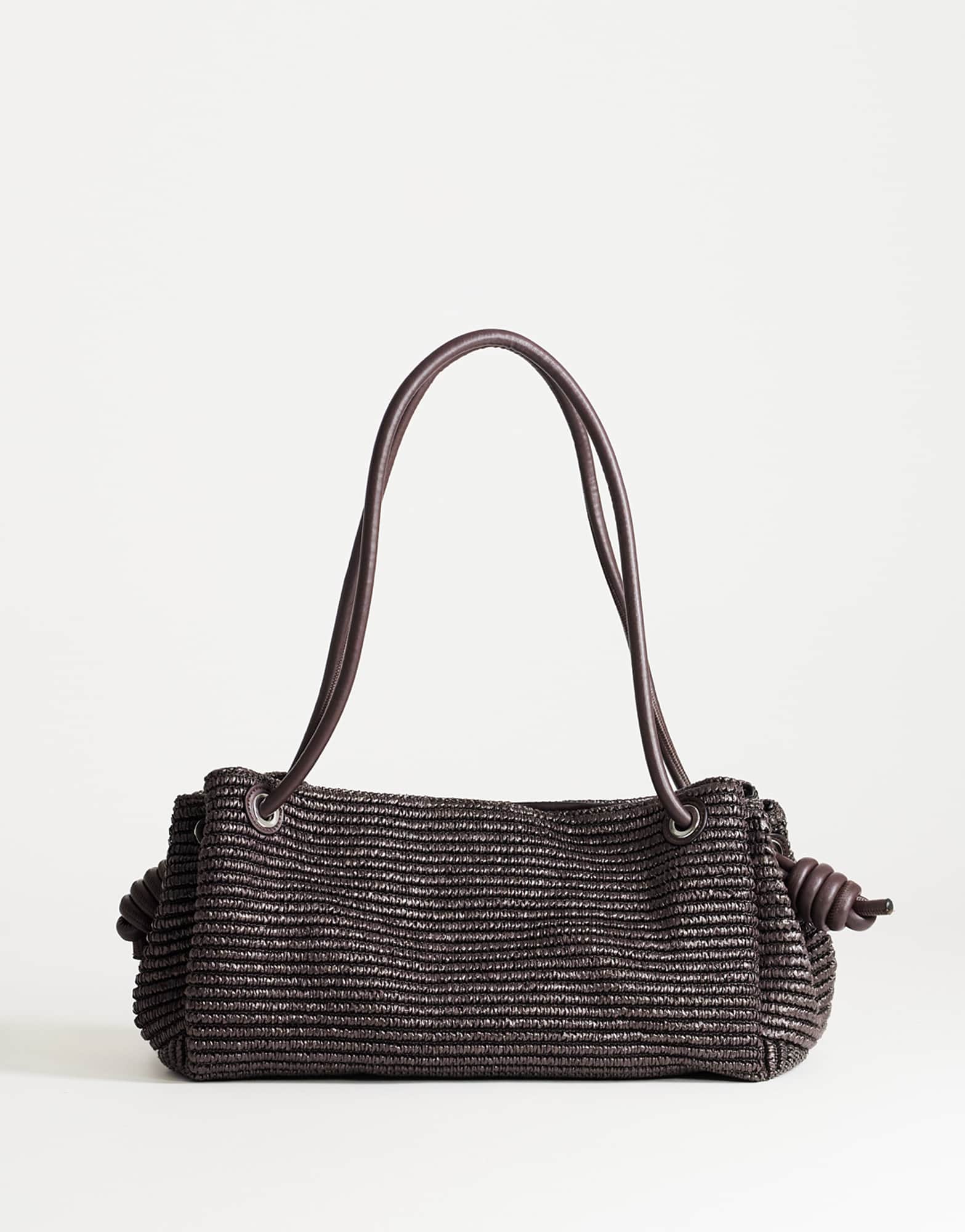 Topshop Miller large straw shoulder bag in chocolate