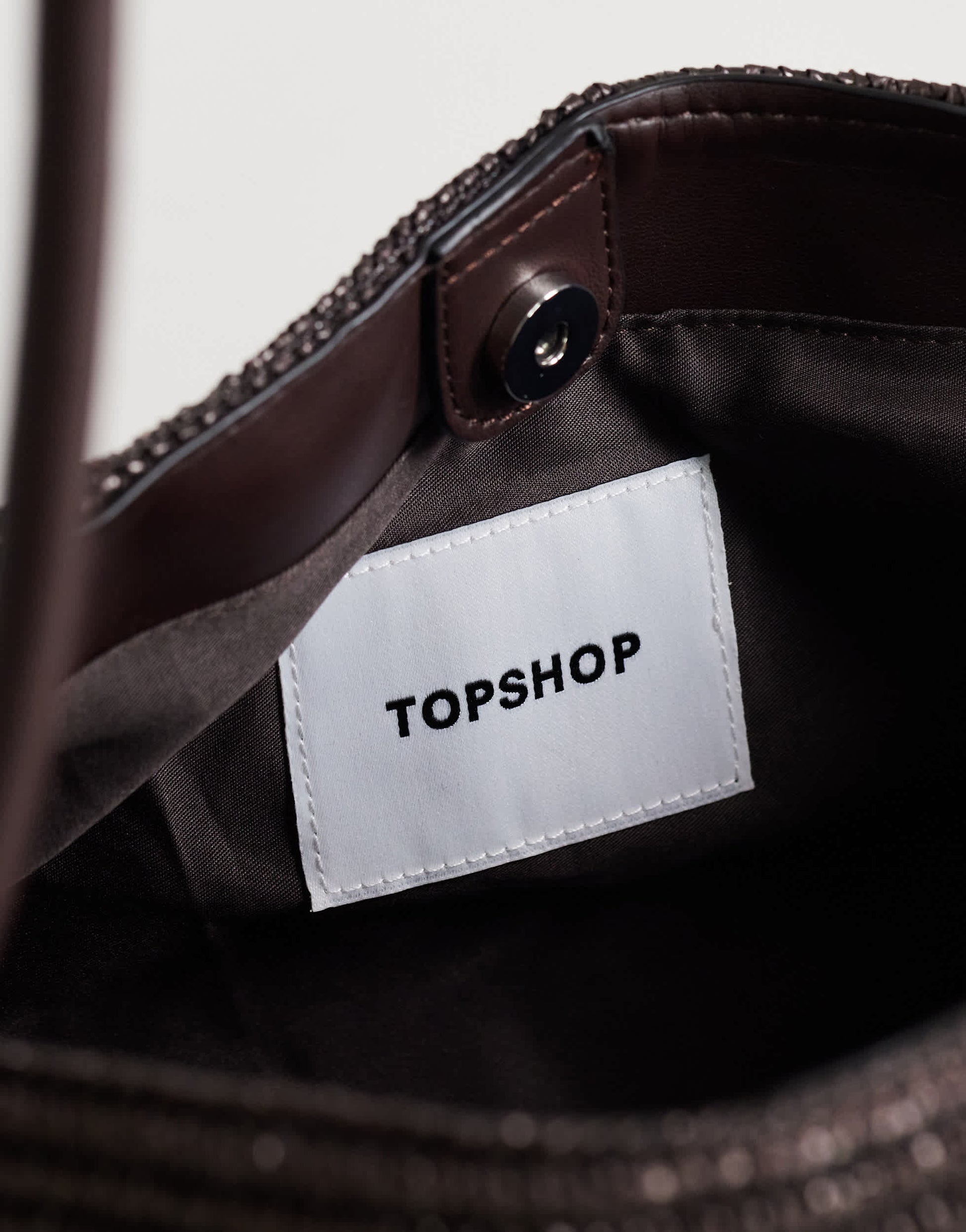 Topshop Miller large straw shoulder bag in chocolate