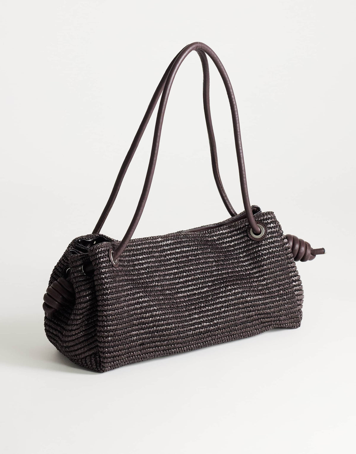 Topshop Miller large straw shoulder bag in chocolate