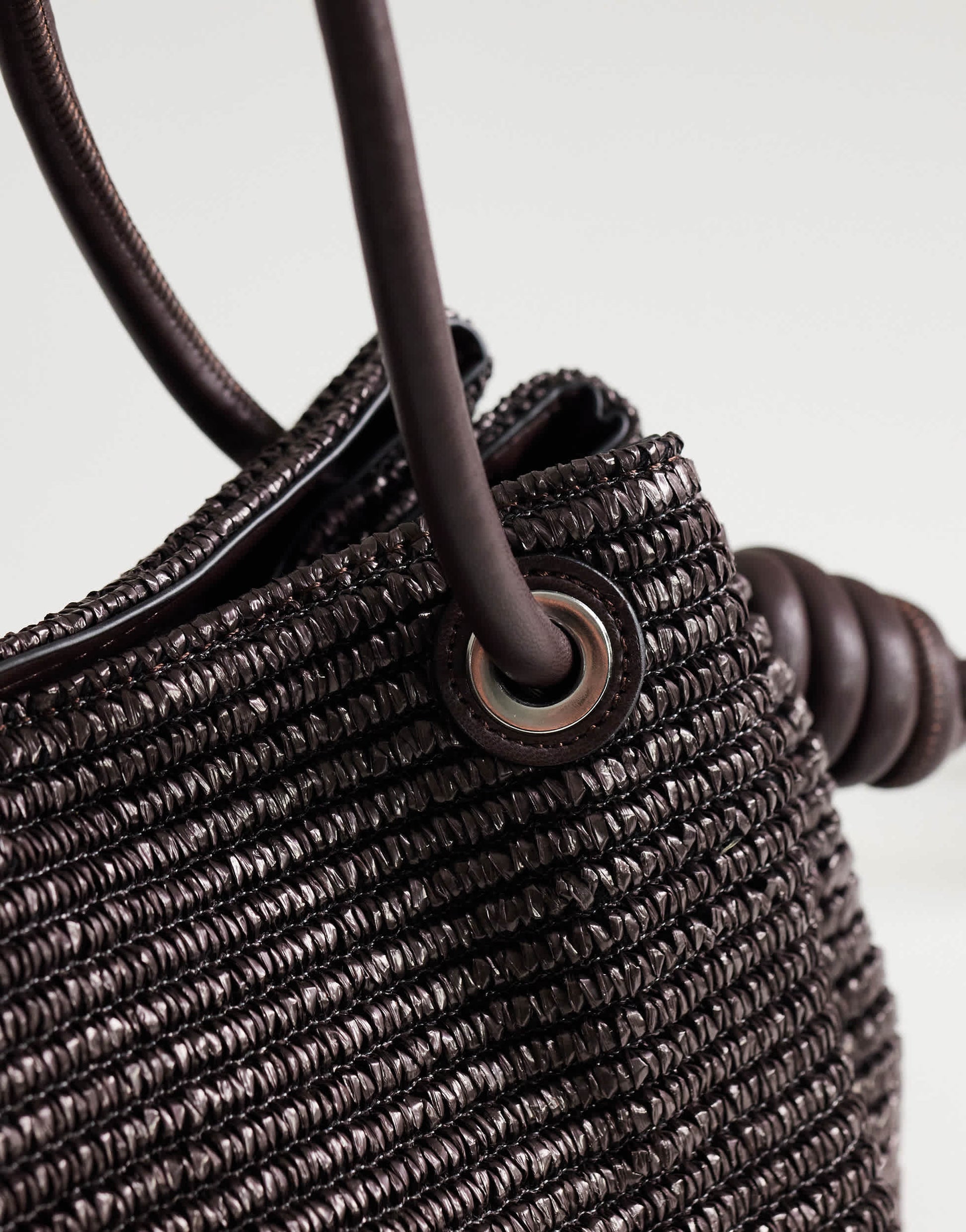 Topshop Miller large straw shoulder bag in chocolate