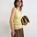 Topshop premium lyocell blend soft rib racer vest in soft khaki