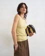 Topshop premium lyocell blend soft rib racer vest in soft khaki