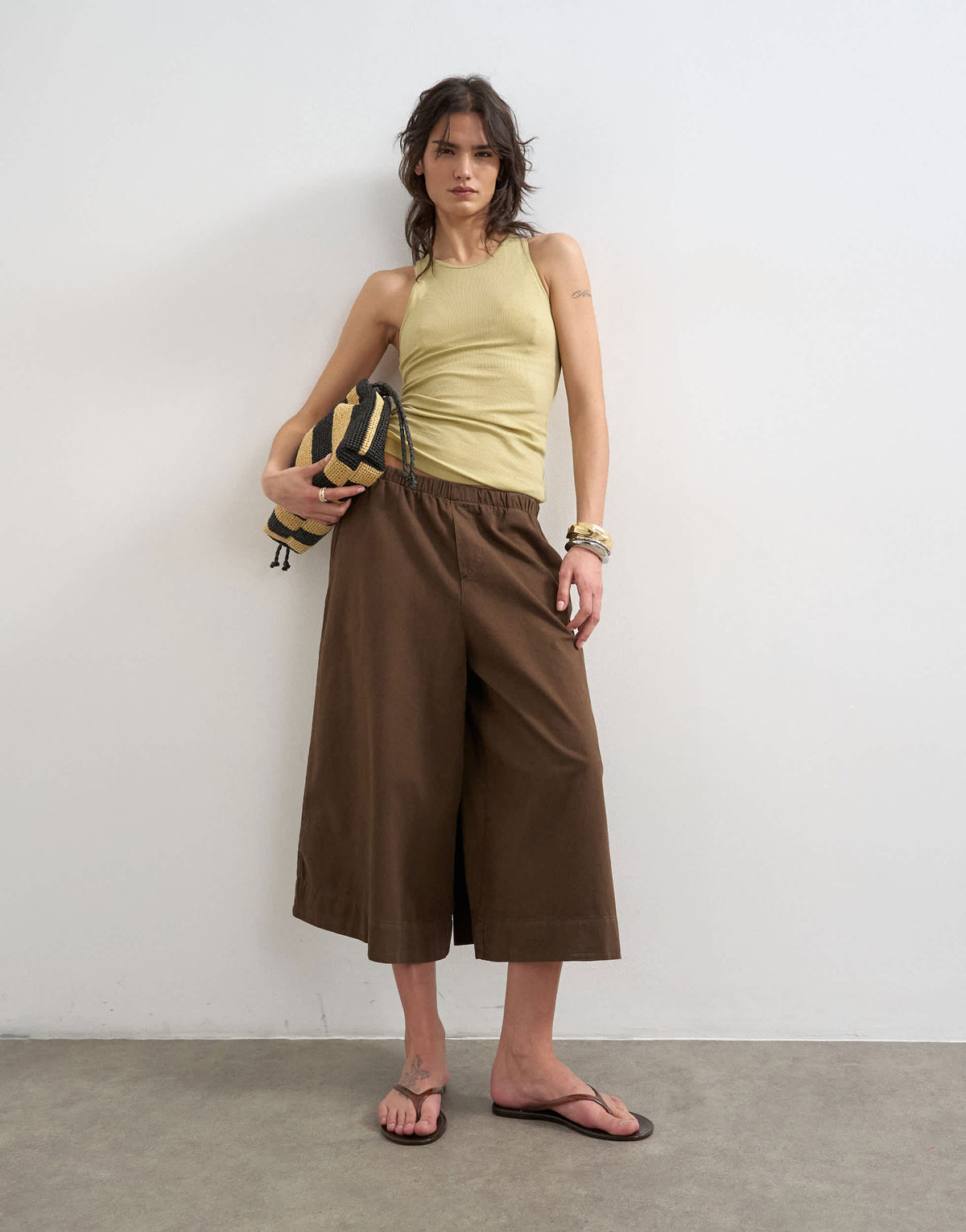 Topshop premium lyocell blend soft rib racer vest in soft khaki