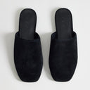 Topshop Lillie real suede round toe flat shoe in black