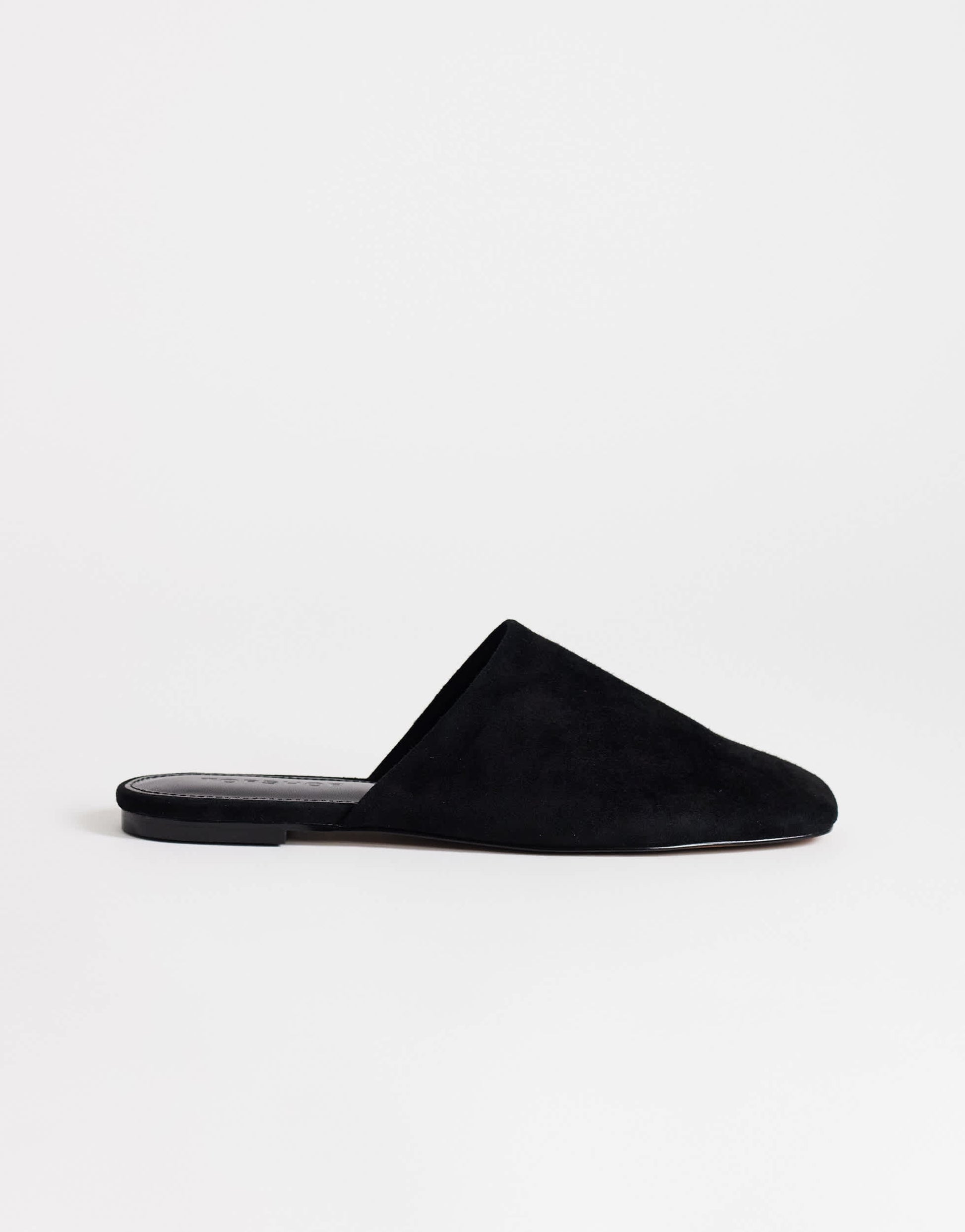 Topshop Lillie real suede round toe flat shoe in black
