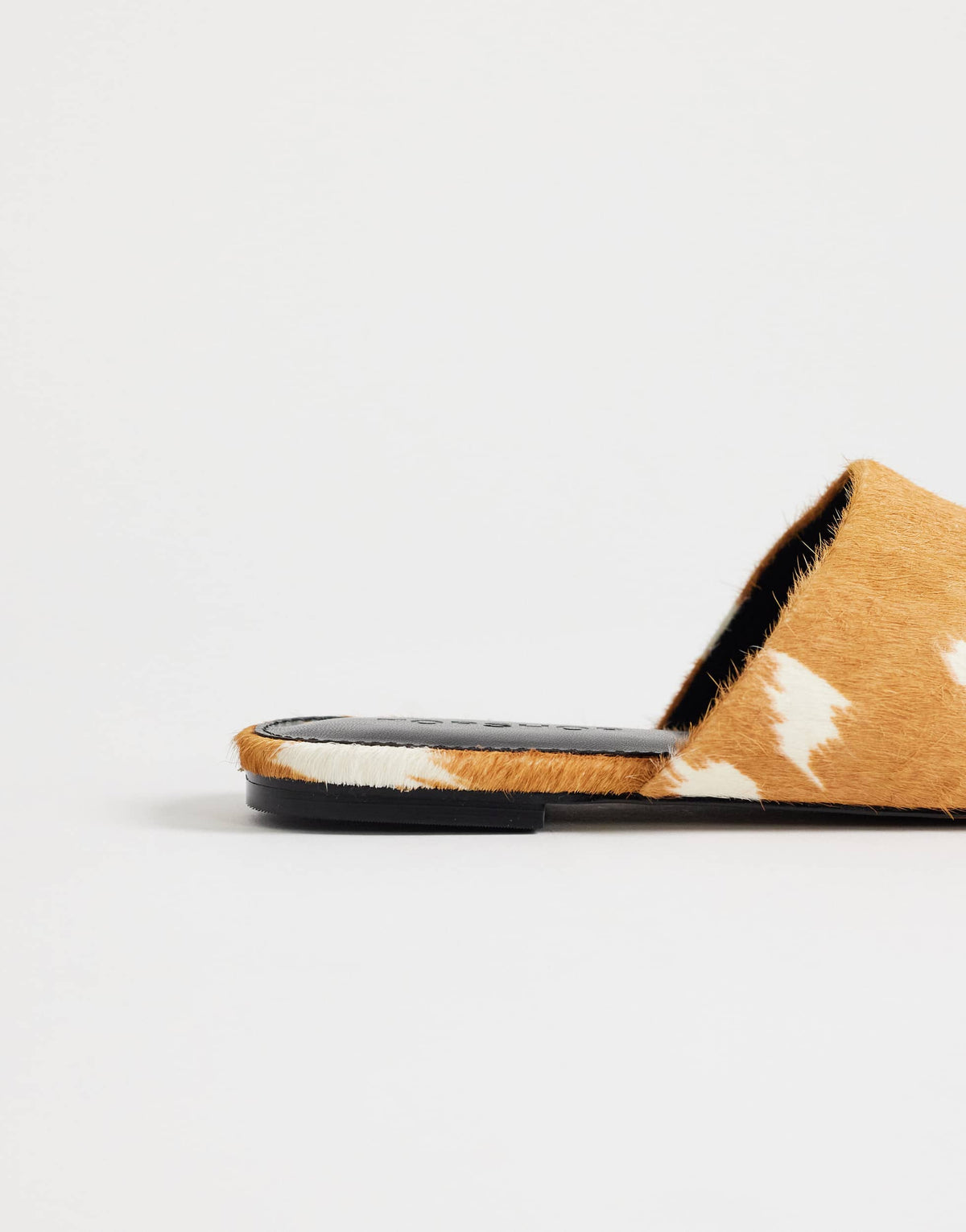 Topshop Lillie round toe flat shoe in deer print hair on real leather 