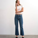 Topshop cropped kick flare jean in rich blue