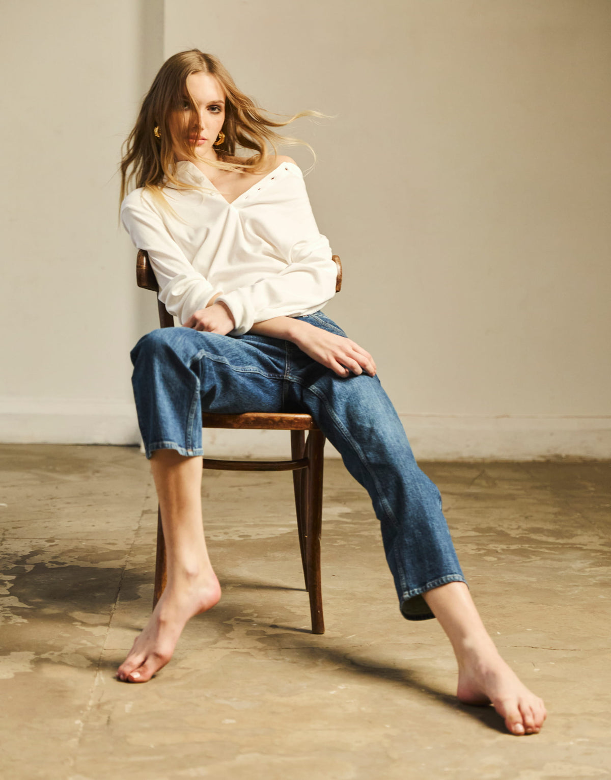 Topshop cropped kick flare jean in rich blue