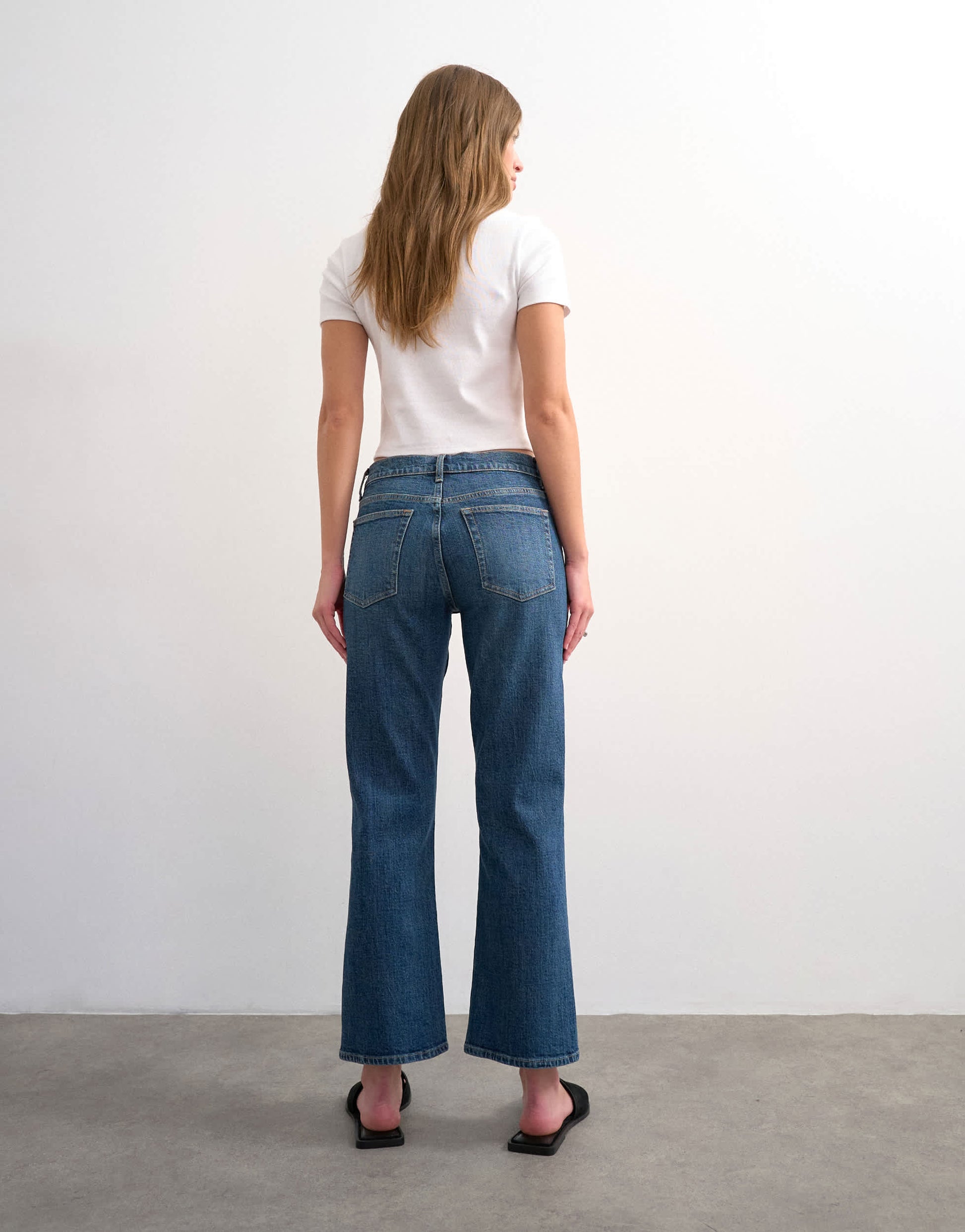 Topshop cropped kick flare jean in rich blue