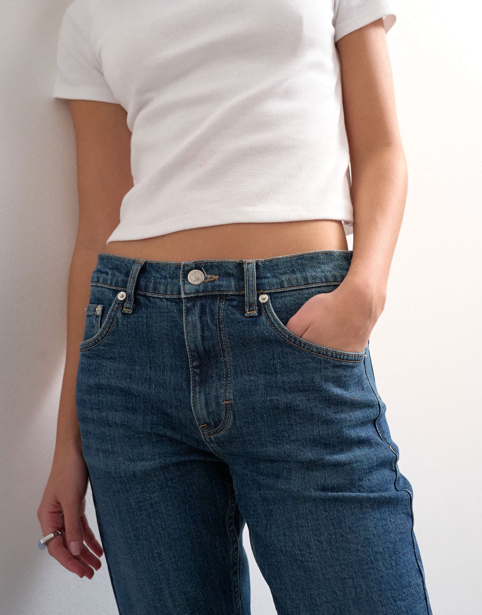 Topshop cropped kick flare jean in rich blue