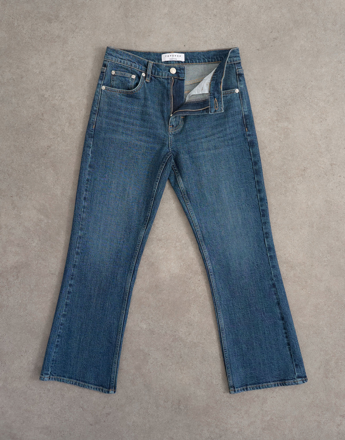 Topshop cropped kick flare jean in rich blue