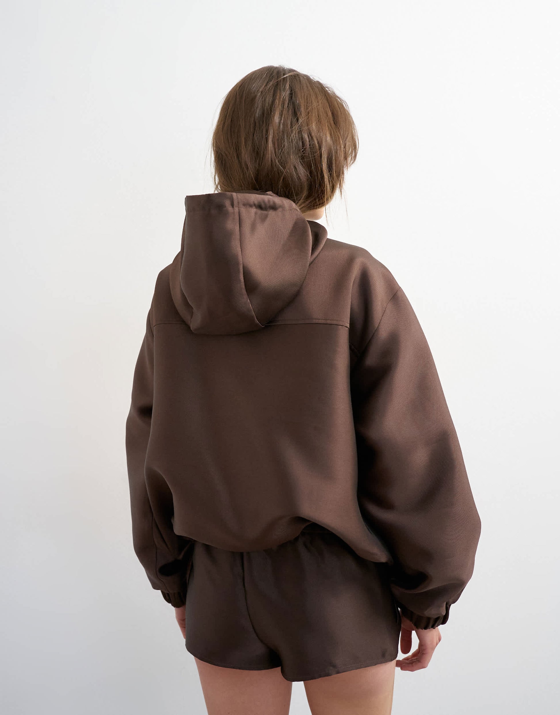 Topshop half zip bomber co ord in brown