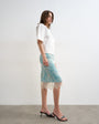 Topshop lace midi skirt with blue insert in ecru
