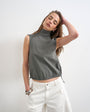 Topshop techy funnel drawstring hem top in slate