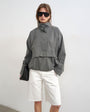 Topshop techy funnel neck jersey track top in slate - CHARCOAL