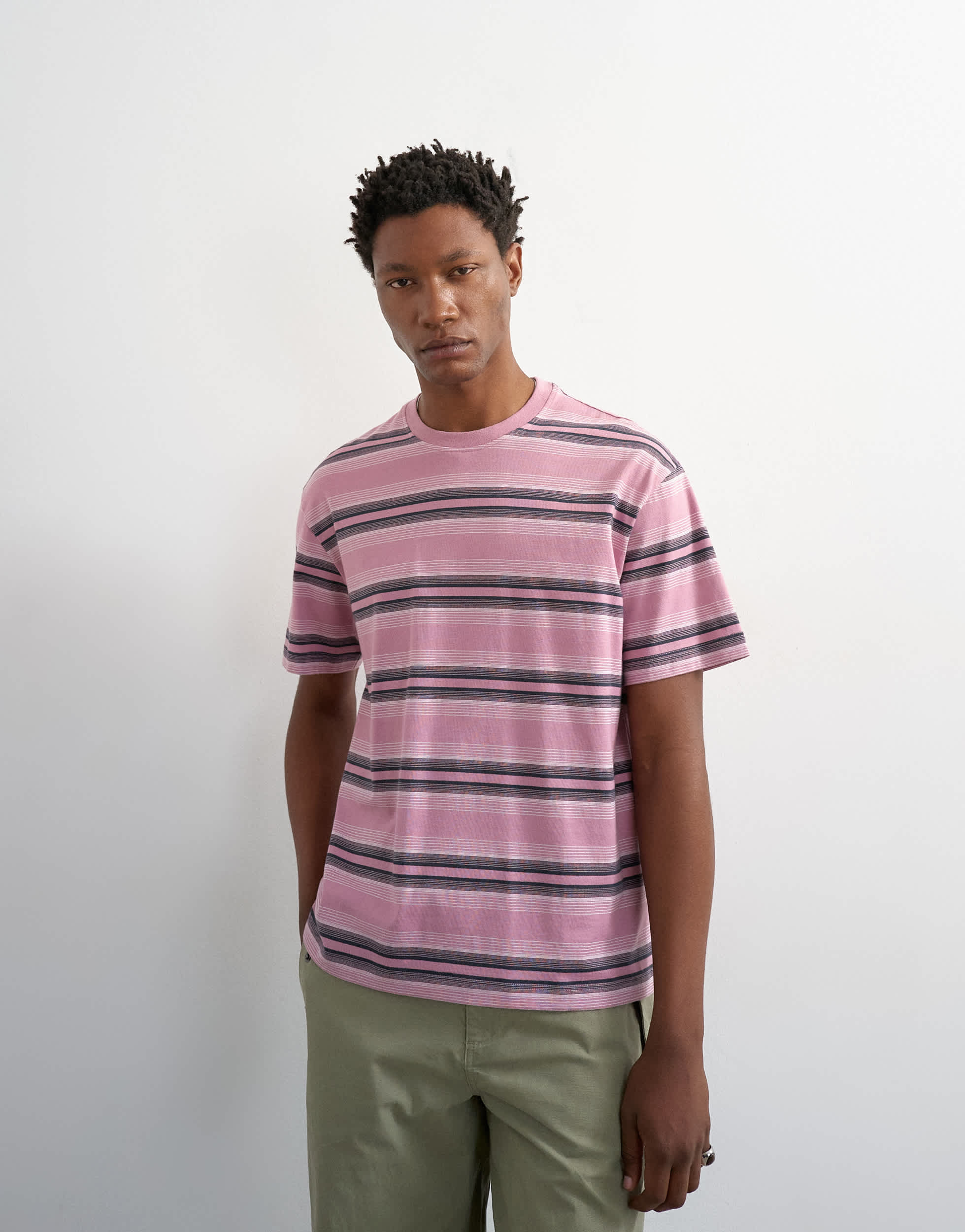 Topman relaxed fit striped t-shirt in pink