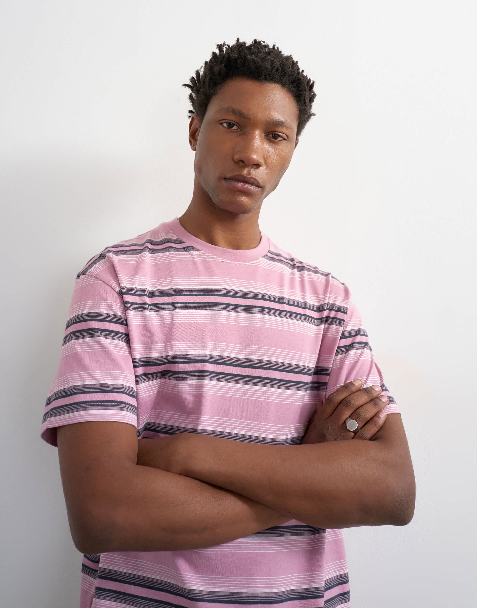 Topman relaxed fit striped t-shirt in pink