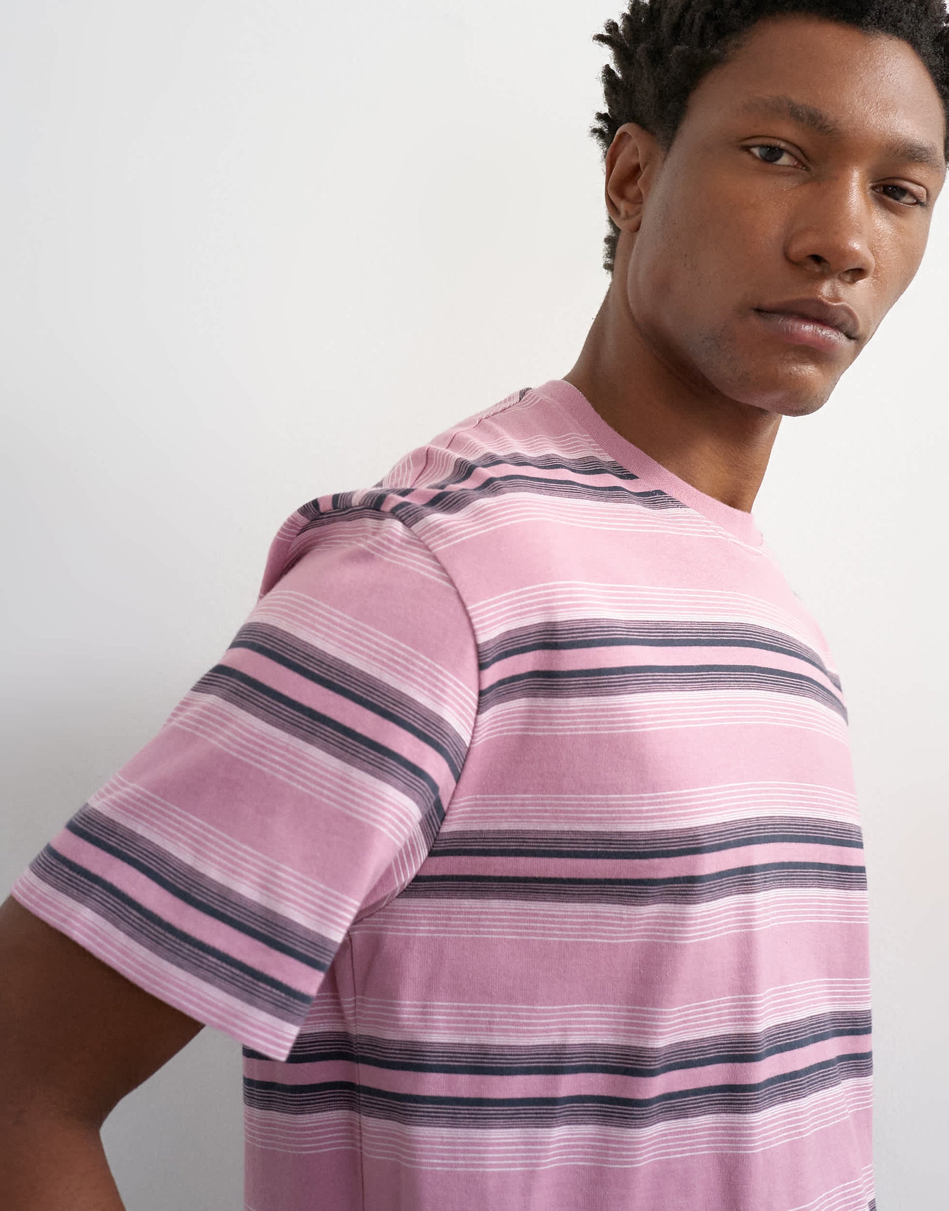 Topman relaxed fit striped t-shirt in pink