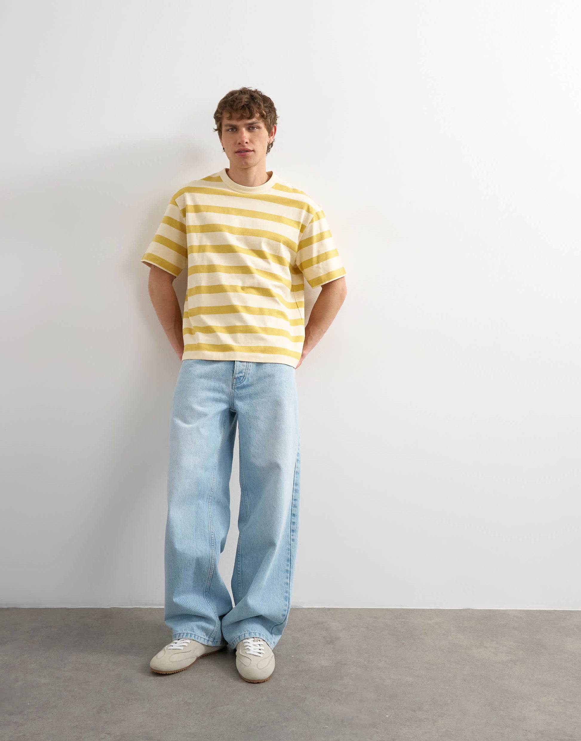 Topman relaxed fit striped t-shirt in yellow