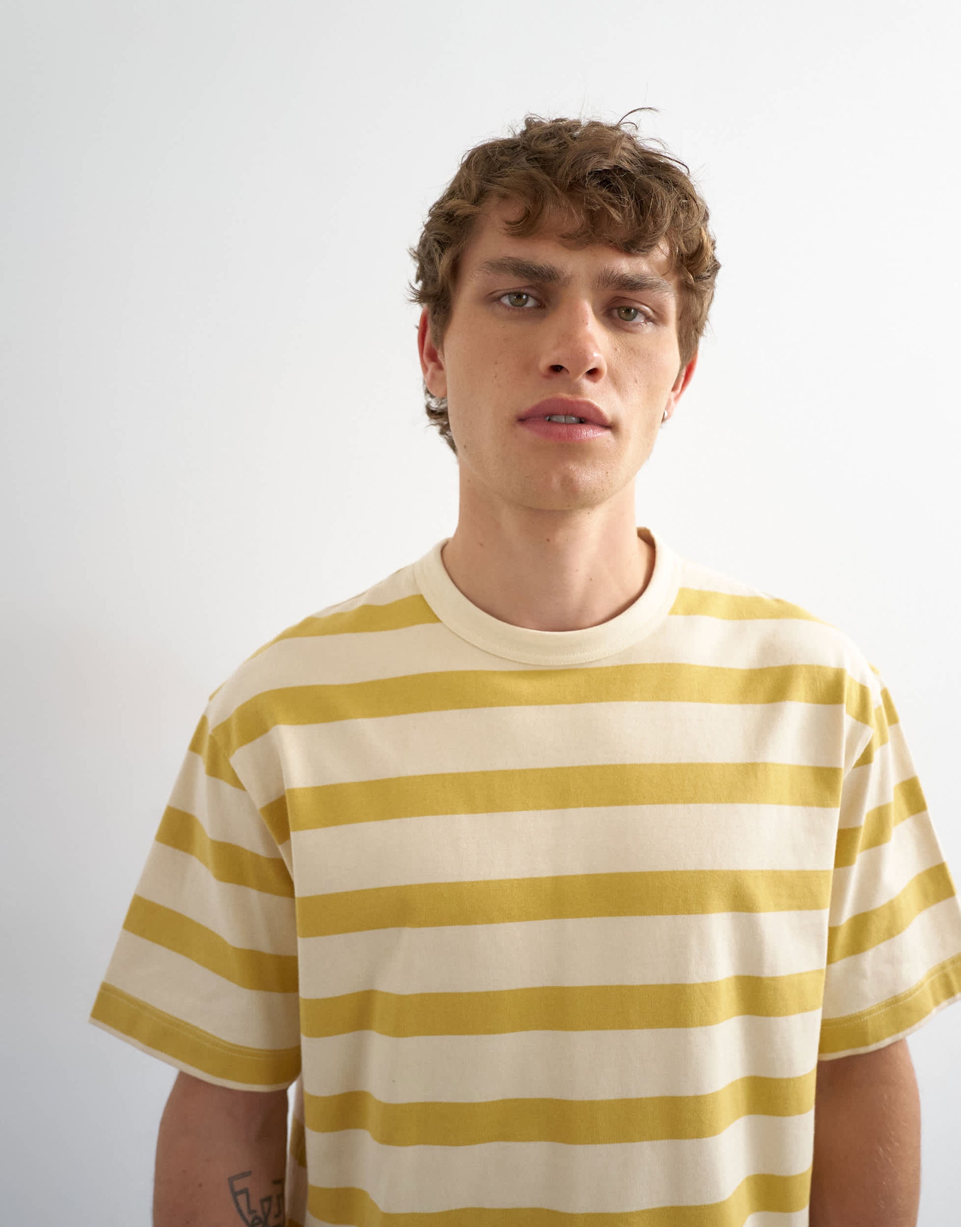 Topman relaxed fit striped t-shirt in yellow