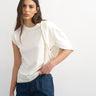 Topshop twist shoulder top in ivory