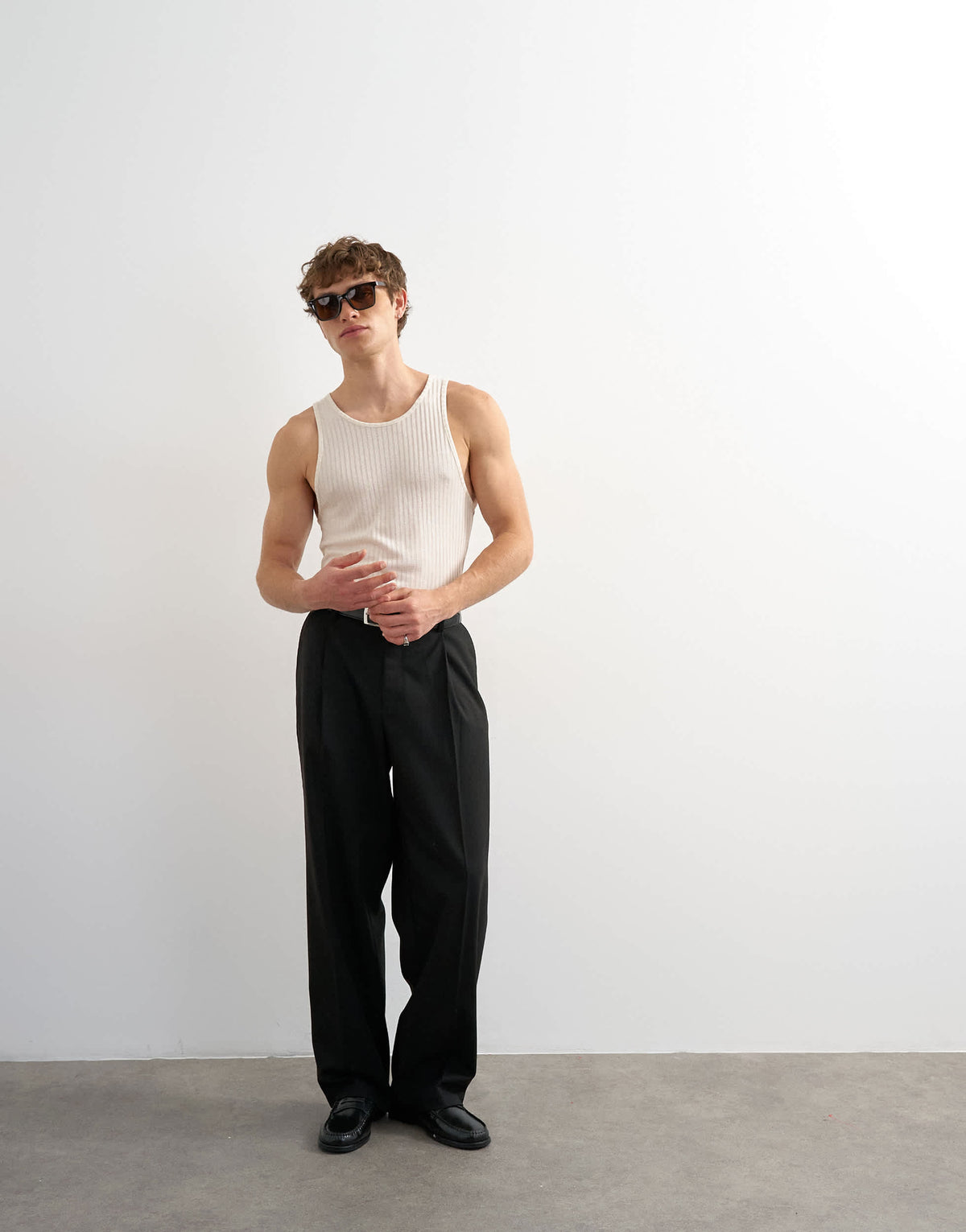 Topman relaxed fit sheer rib vest in ecru