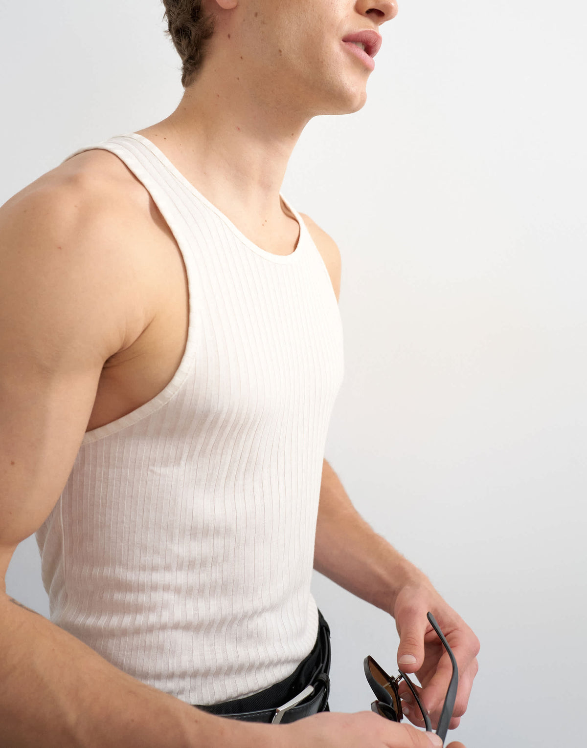 Topman relaxed fit sheer rib vest in ecru