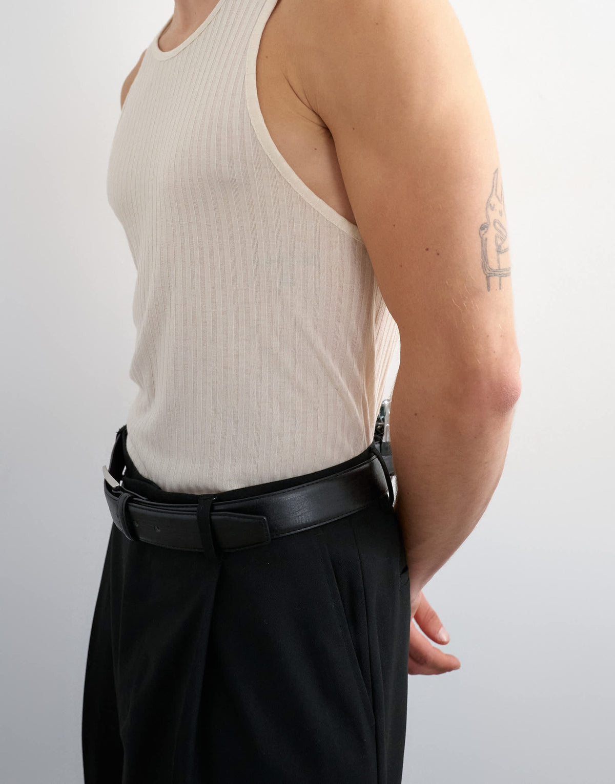 Topman relaxed fit sheer rib vest in ecru