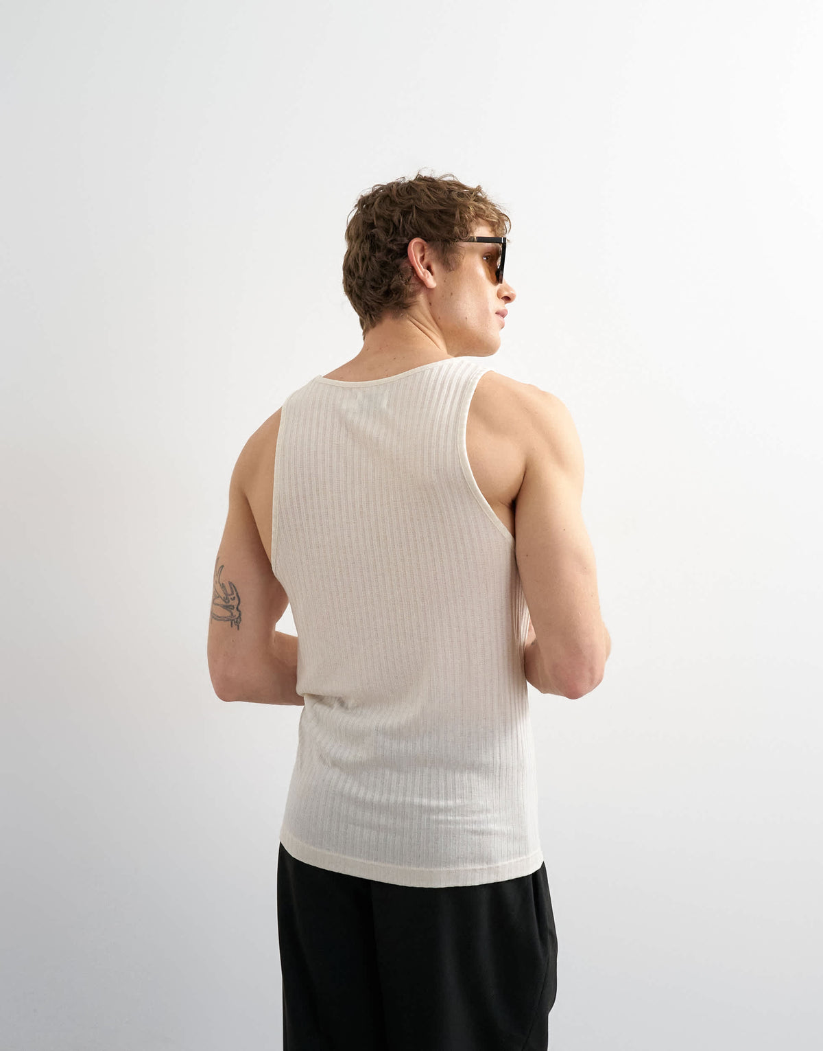 Topman relaxed fit sheer rib vest in ecru