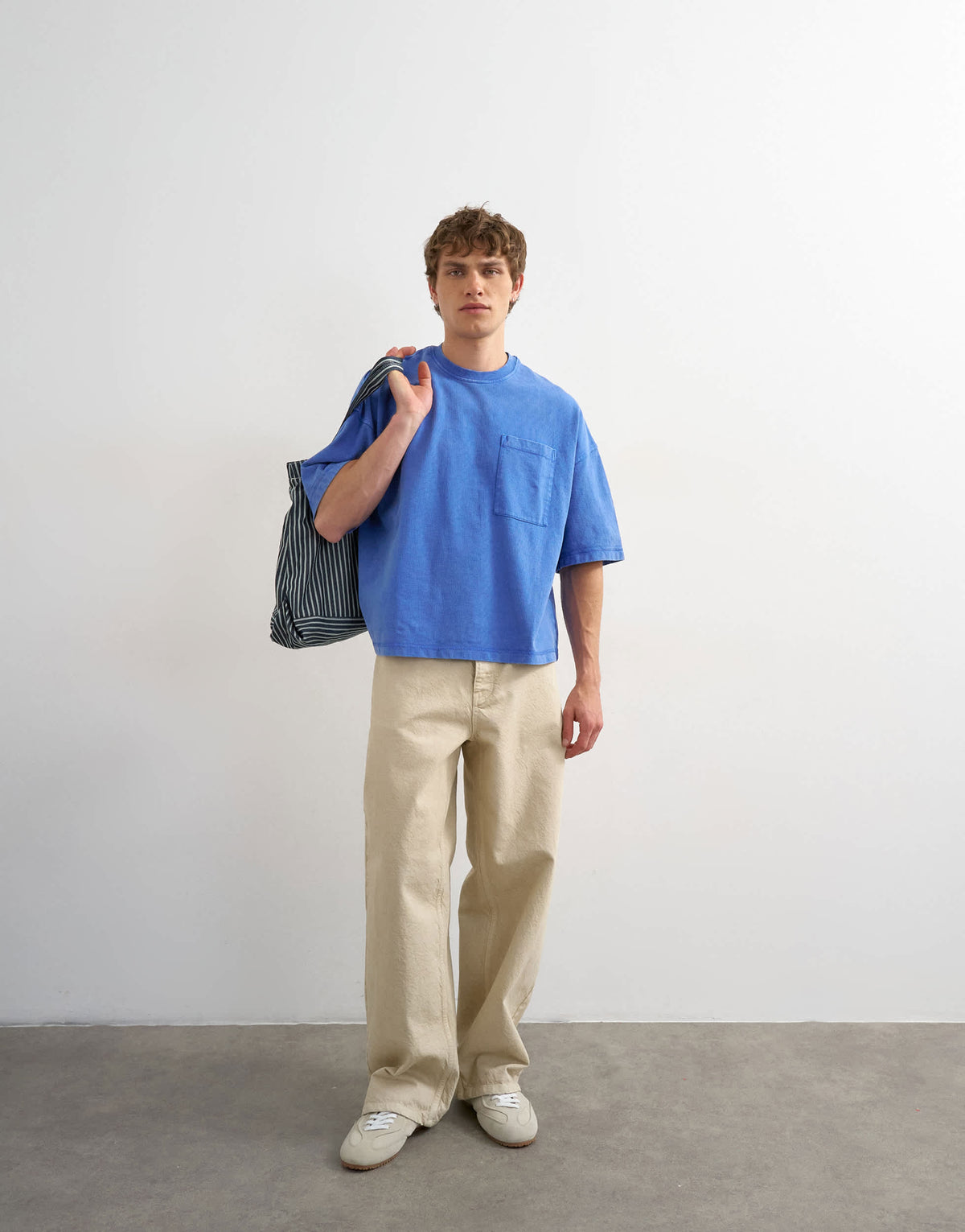 Topman premium boxy fit t-shirt with pocket in washed blue