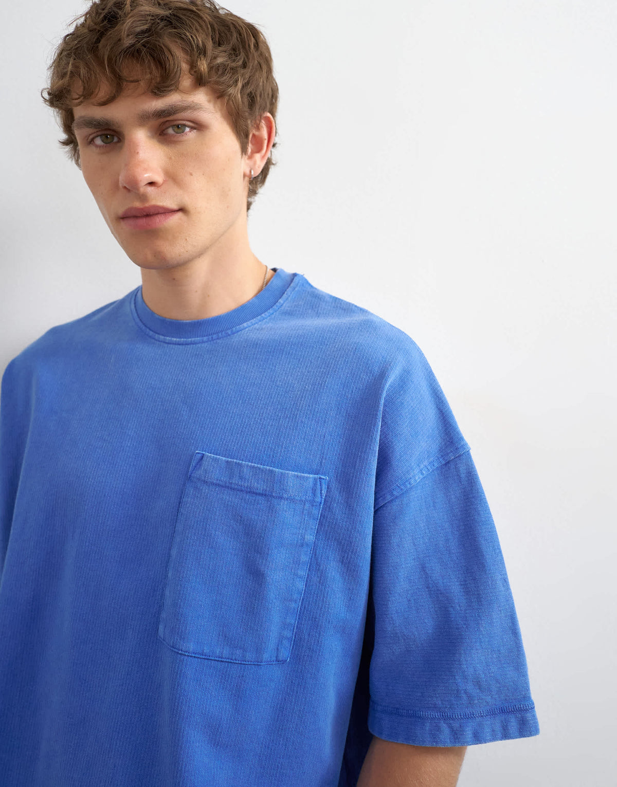 Topman premium boxy fit t-shirt with pocket in washed blue