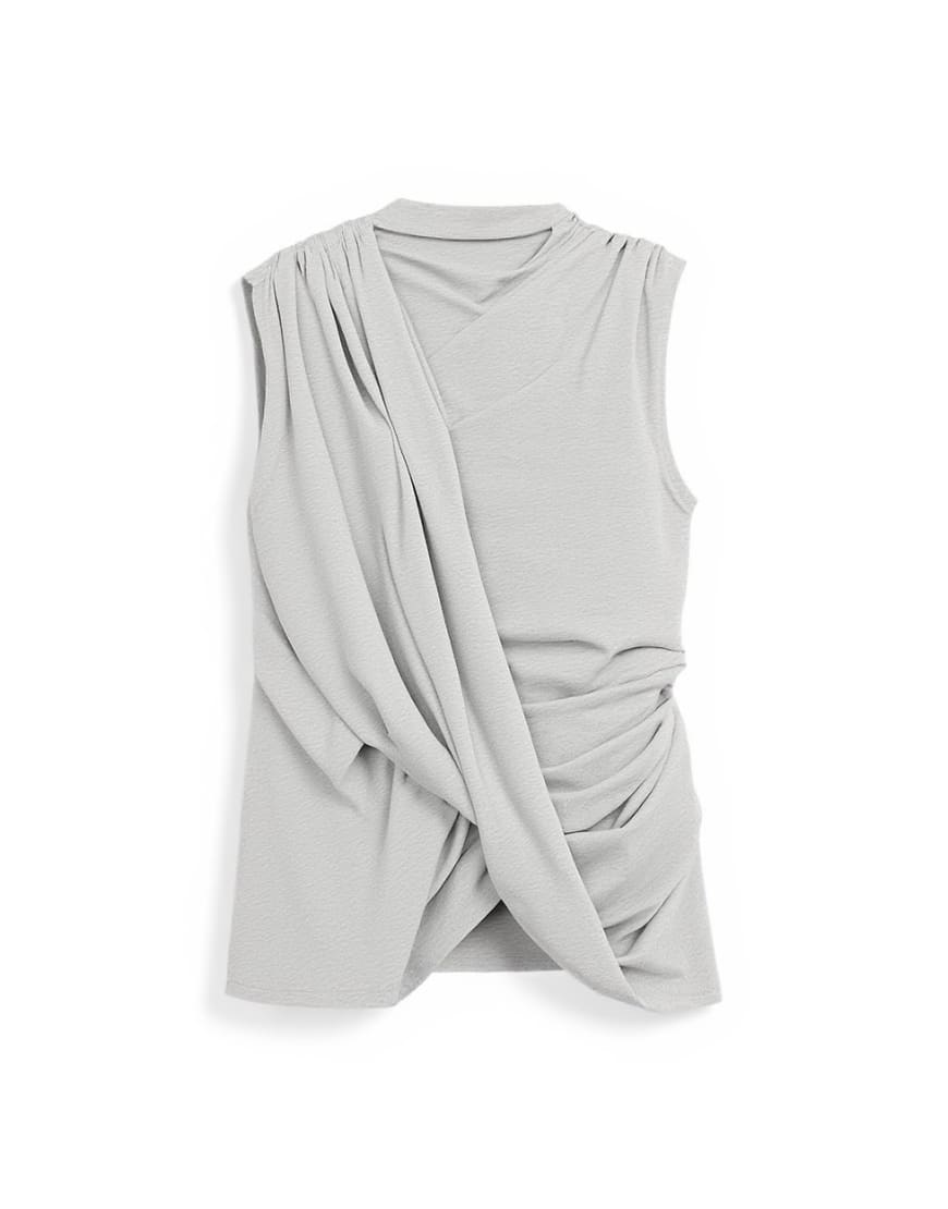 Topshop drape front marl tunic top in grey