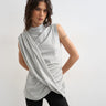 Topshop drape front marl tunic top in grey