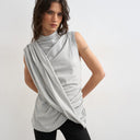 Topshop drape front marl tunic top in grey