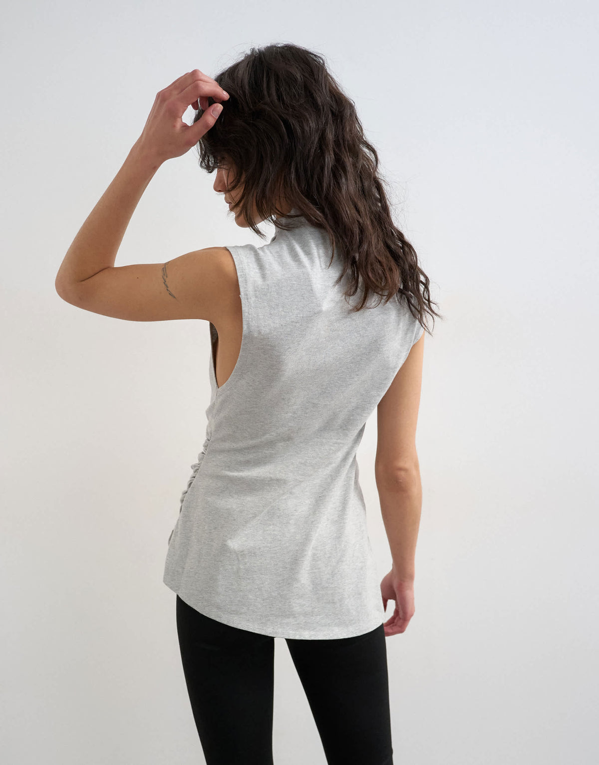 Topshop drape front marl tunic top in grey