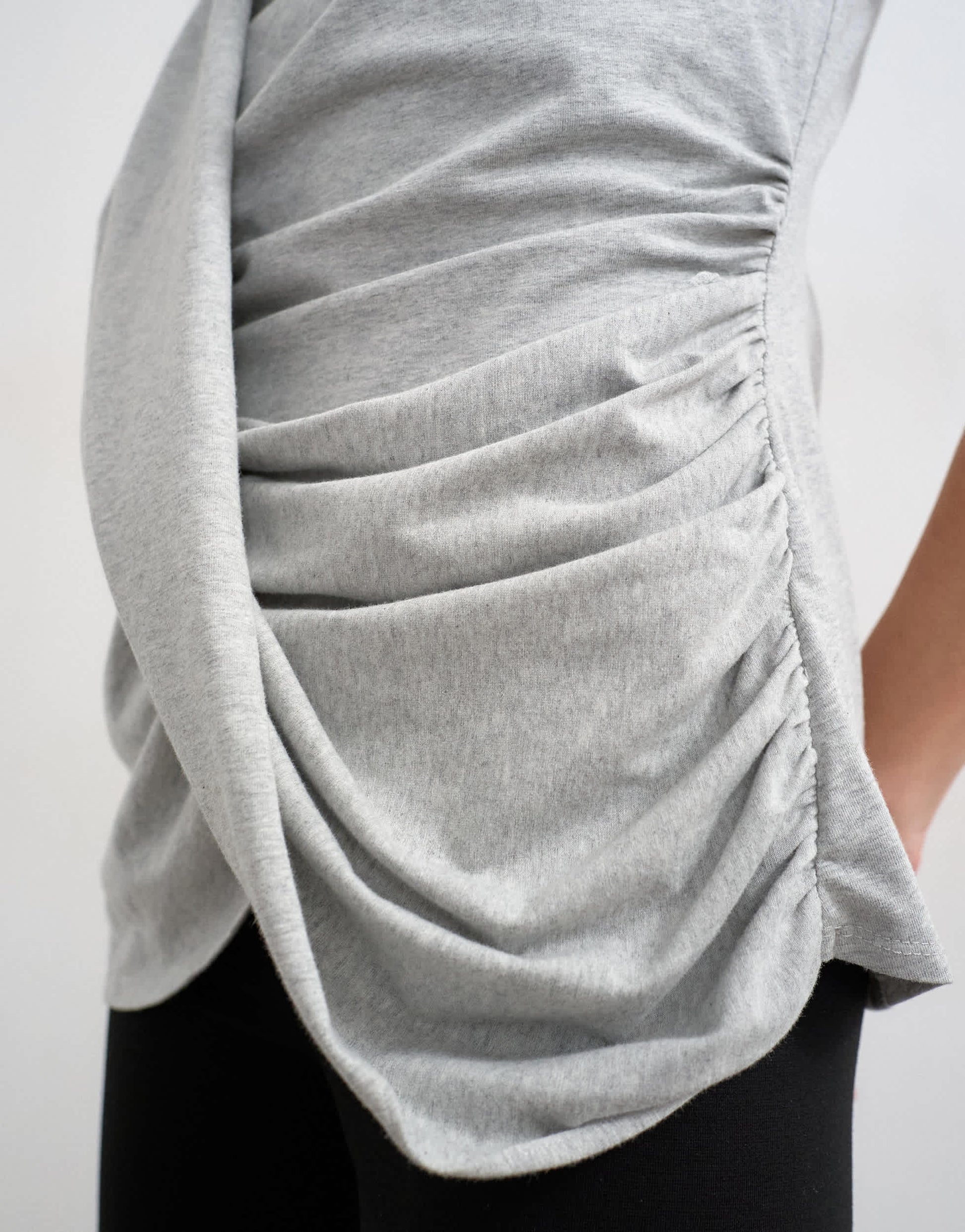 Topshop drape front marl tunic top in grey