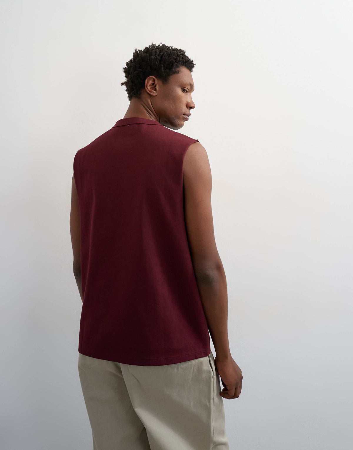 Topman premium relaxed fit sleeveless t-shirt in dark burgundy