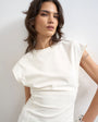 Topshop clean corset seamed cap sleeve top in ivory