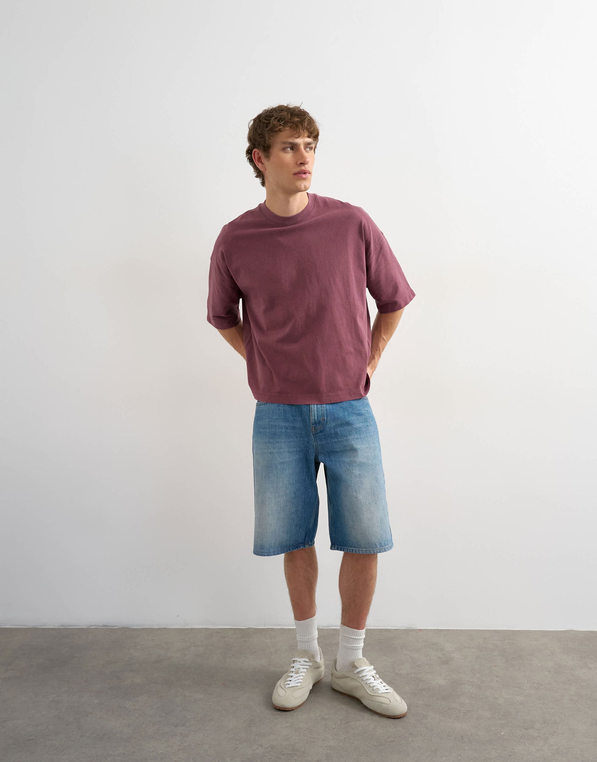 Topman boxy fit in washed burgundy