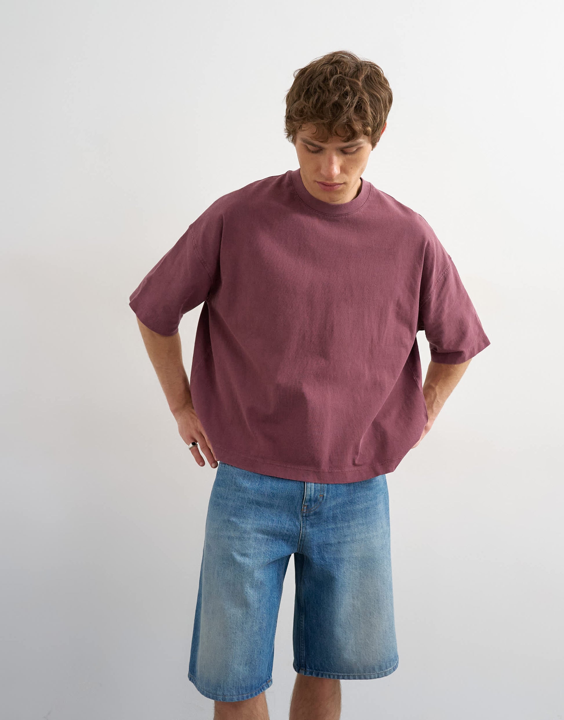 Topman boxy fit in washed burgundy