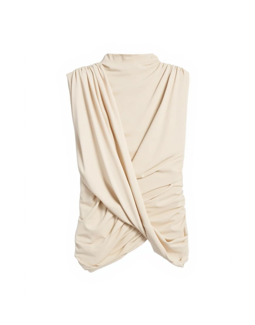 Topshop drape front marl tunic top in oat