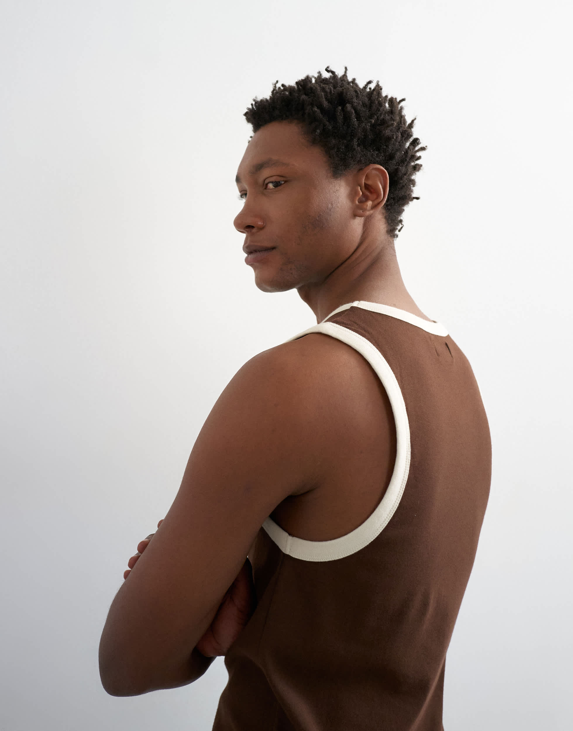 Débardeur ringer Topman coupe regular marron