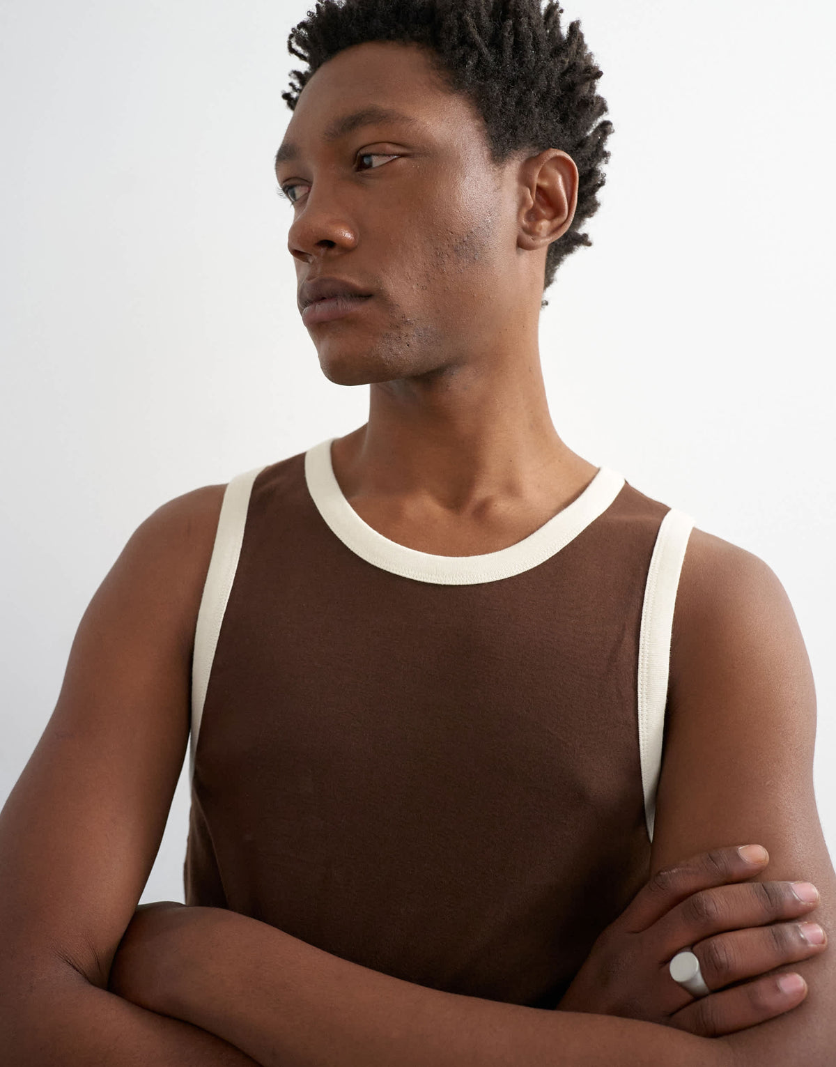 Topman regular fit ringer vest in brown