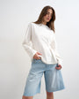 Topshop tuck waist long sleeve tee in ivory